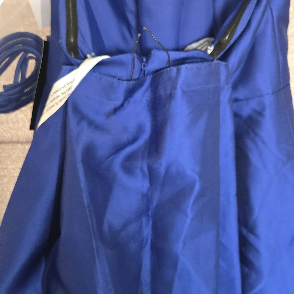 Alfred Sung Strapless Satin Twill Column Dress w/Removable Train Sz 2 Imperfect - Picture 13 of 16